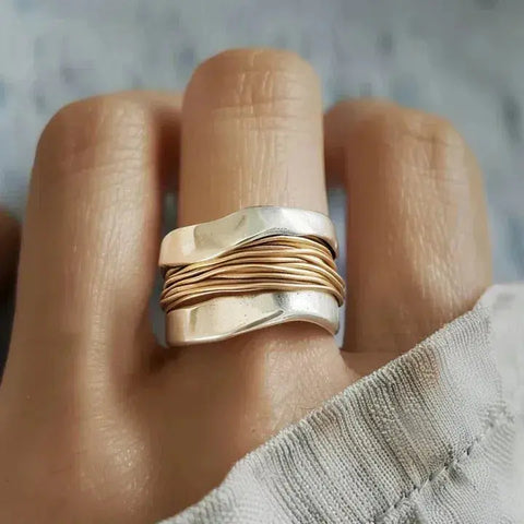 Harmony Wrap Ring Mixed-Metal Stainless Steel Band - Elliot & Stone