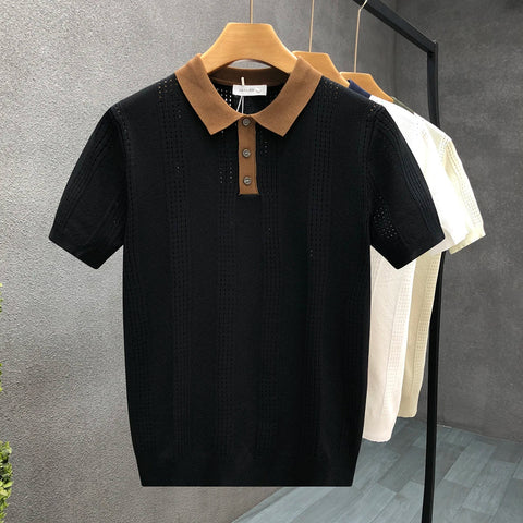Romano Men's Cotton Polo Shirt Contrast Collar - Elliot & Stone