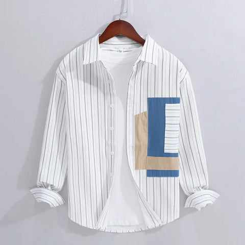 Emery Cotton Blend Shirt Two-Tone Panel - Elliot & Stone