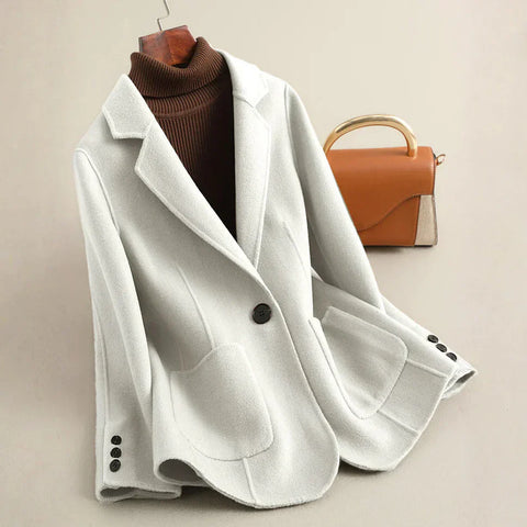 Rennly Wool Blend Blazer Jacket Longline Notch Lapel - Elliot & Stone