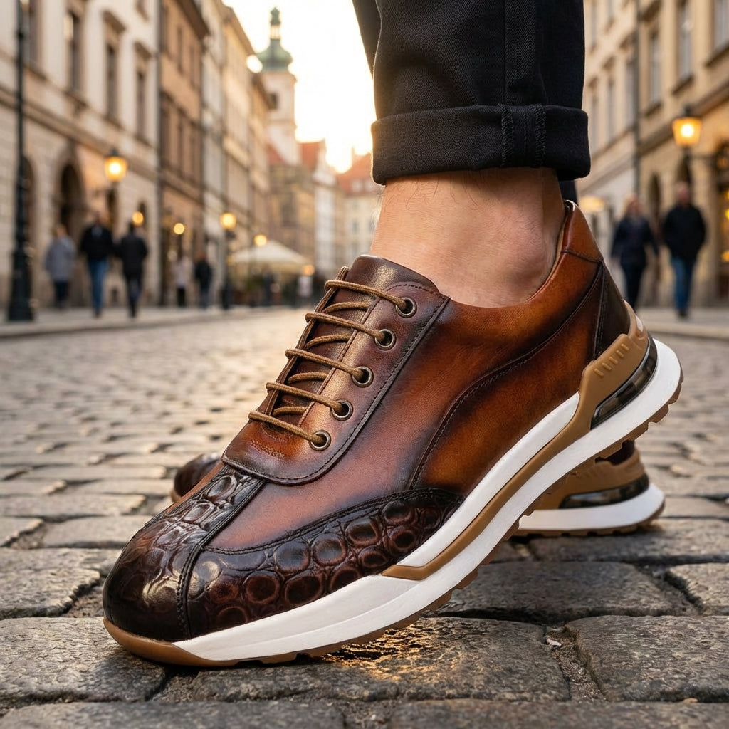 Elliot &amp; Stone Vittorio Leather Sneakers Orthopedic Cushioned Footbed