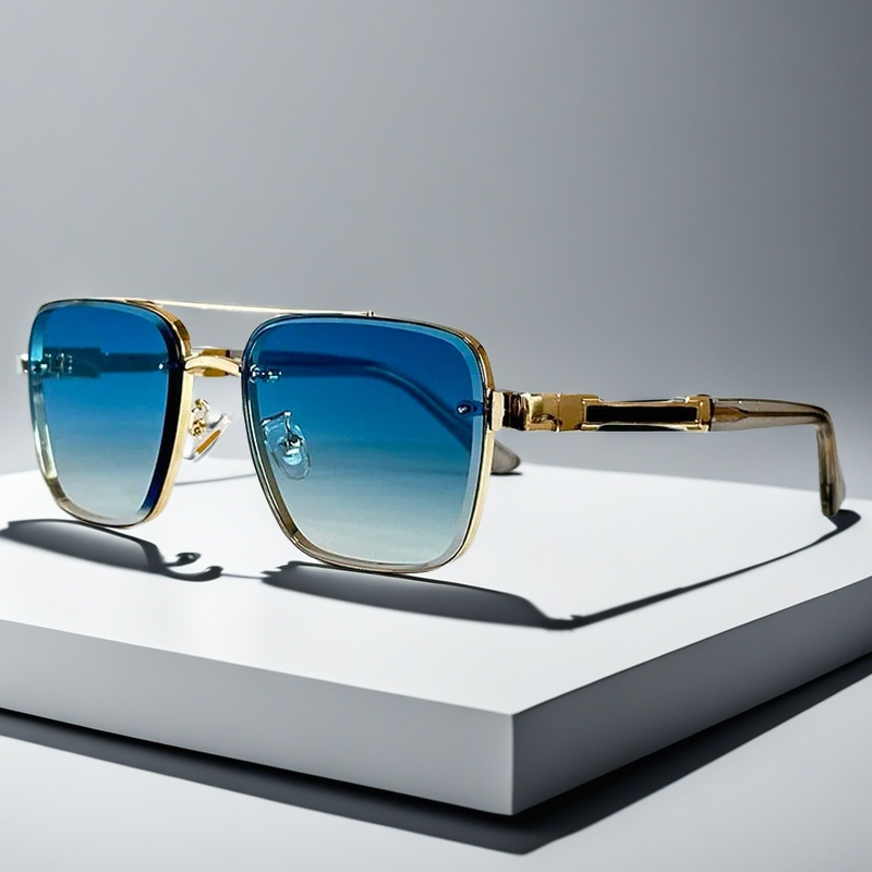 Saint Aurell Skyline Verge Aviator Sunglasses Gold-tone Squared Frame