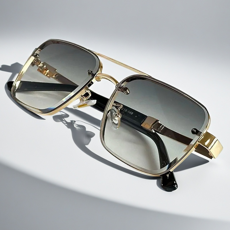 Saint Aurell Skyline Verge Aviator Sunglasses Gold-tone Squared Frame