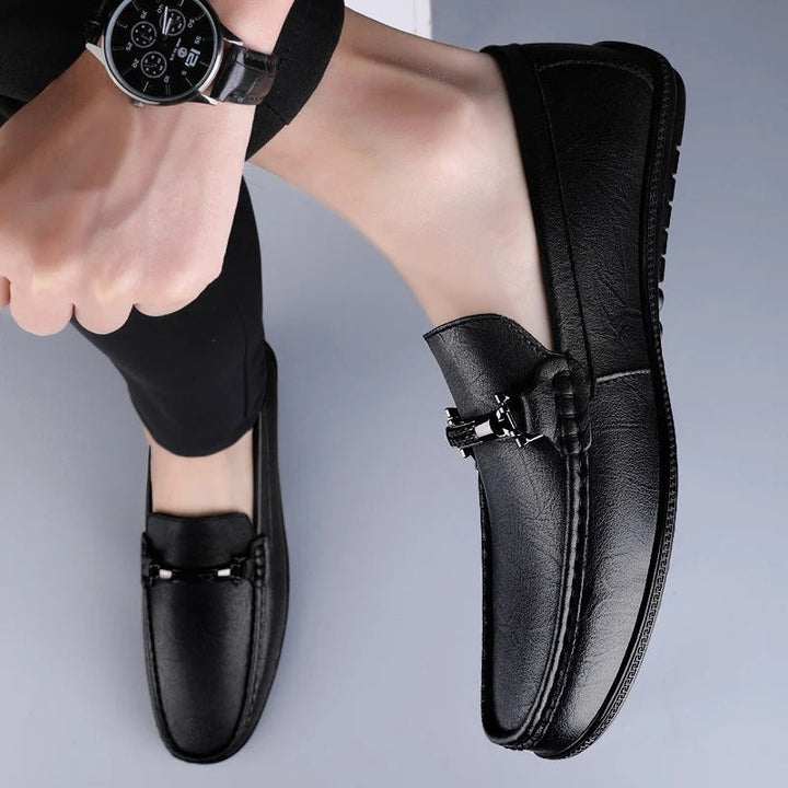Elliot &amp; Stone Pienza Genuine Leather Loafers Metallic Rope Detail