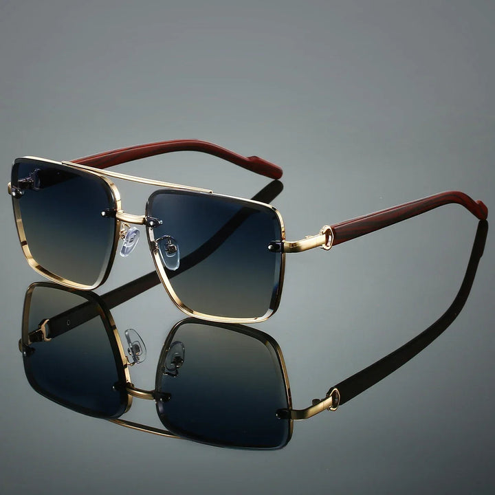 Saint Aurell Lennox Goldwood Aviator Sunglasses Gold Alloy Frame