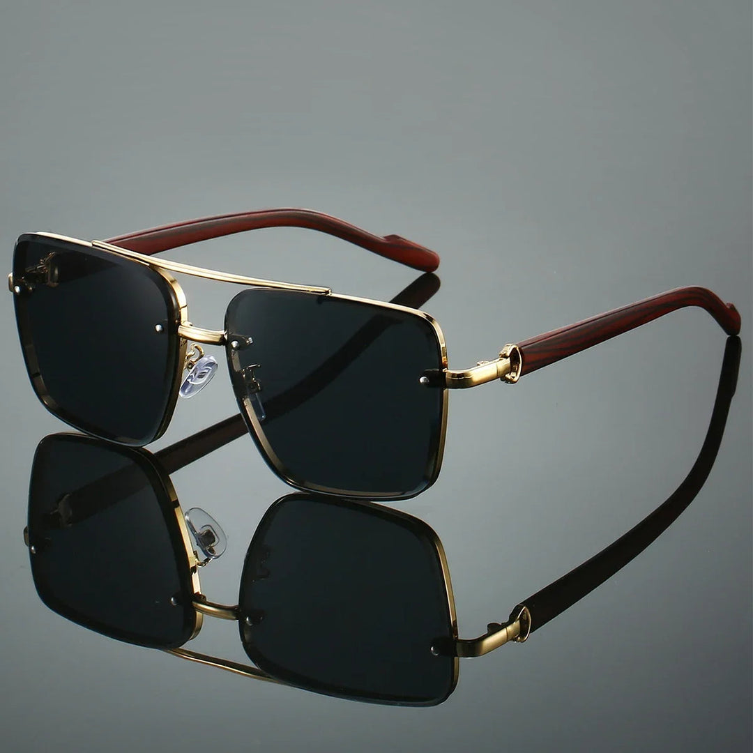Saint Aurell Lennox Goldwood Aviator Sunglasses Gold Alloy Frame