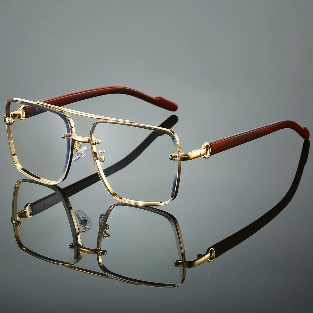 Saint Aurell Lennox Goldwood Aviator Sunglasses Gold Alloy Frame