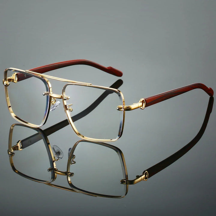Saint Aurell Lennox Goldwood Aviator Sunglasses Gold Alloy Frame
