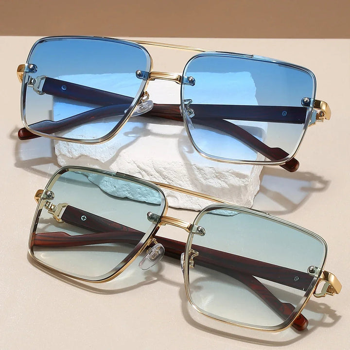 Saint Aurell Lennox Goldwood Aviator Sunglasses Gold Alloy Frame