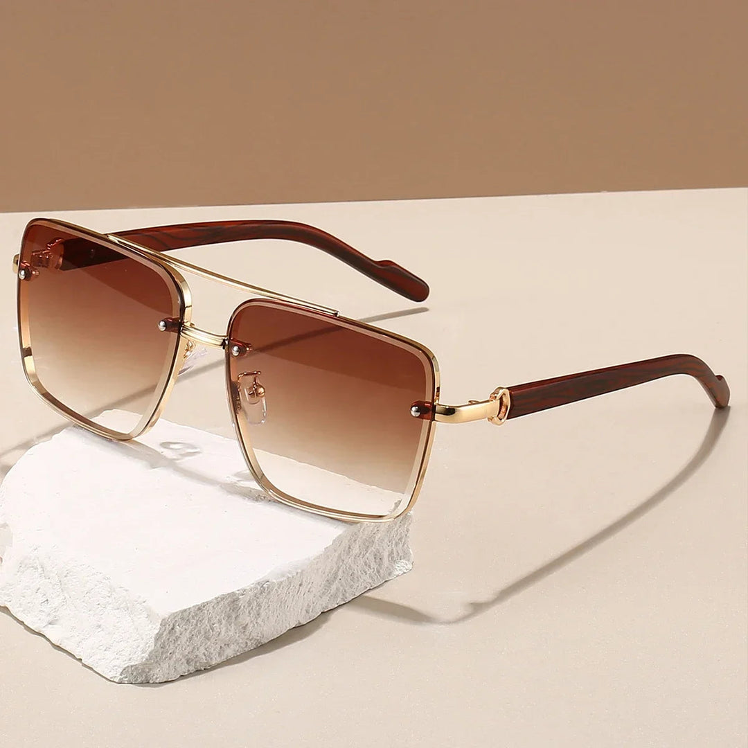 Saint Aurell Lennox Goldwood Aviator Sunglasses Gold Alloy Frame