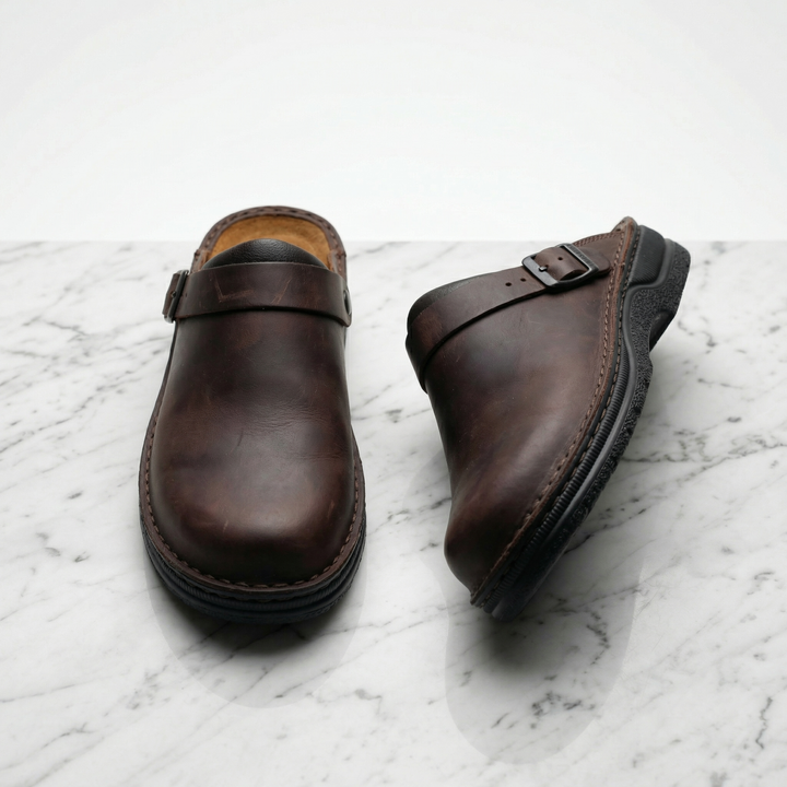 Elliot &amp; Stone Aria Leather Clogs Slip-On Minimalist Design