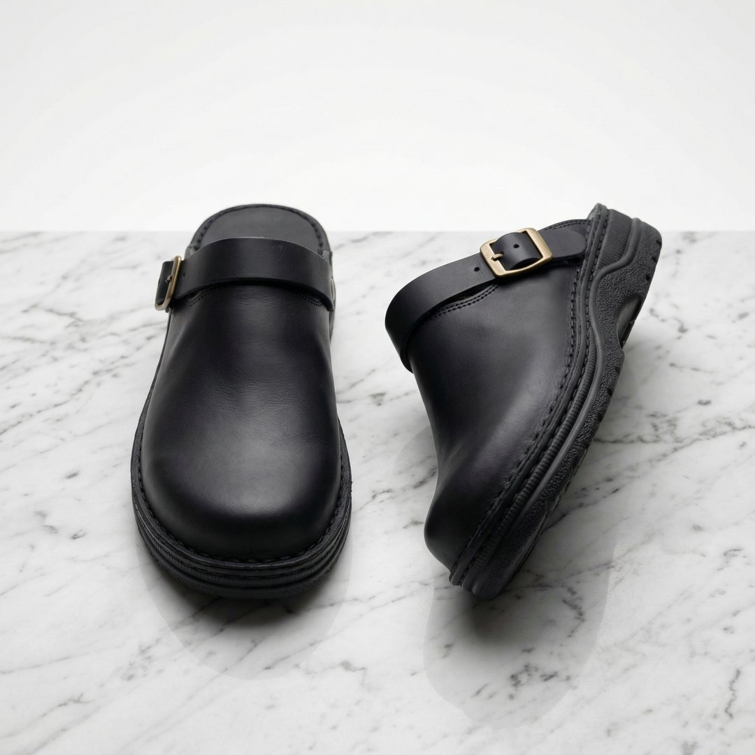 Elliot &amp; Stone Aria Leather Clogs Slip-On Minimalist Design