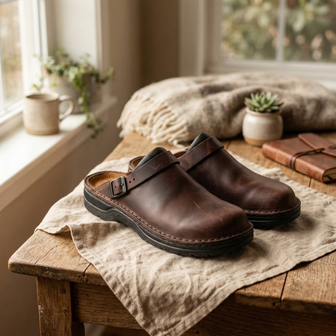 Elliot & Stone Lucca Leather Clogs Full-Grain Comfort Slip-On