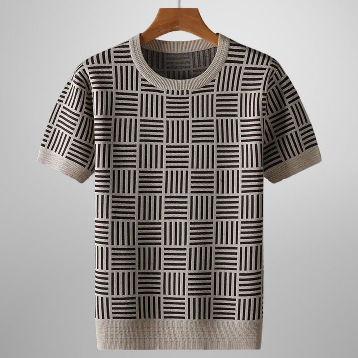Elliot &amp; Stone Madison Knit Tee Geometric Jacquard Cotton