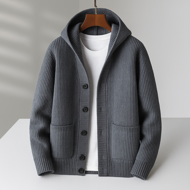 Saint Aurell Maeve Hooded Rib-Knit Cardigan Long Sleeve Sweater