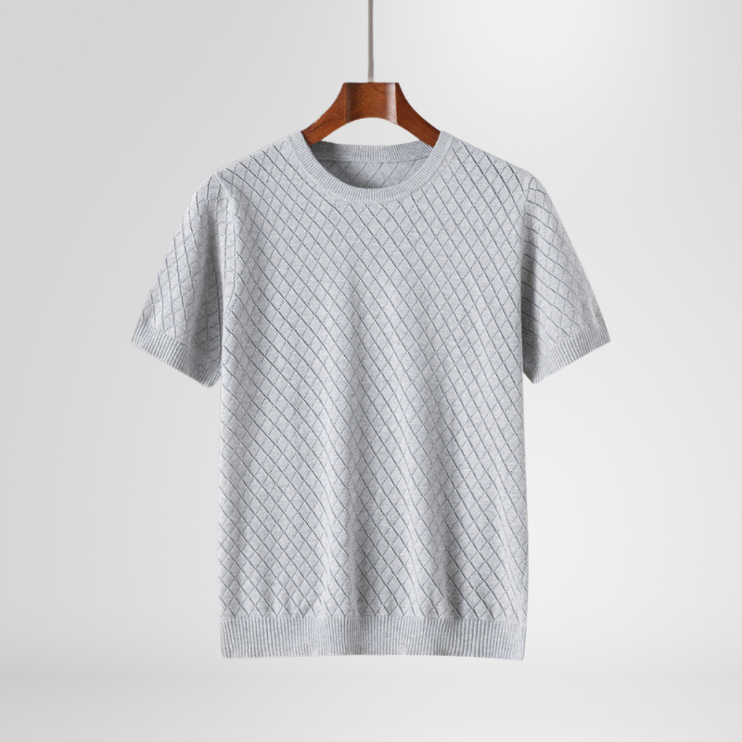 Saint Aurell Harrison Crewneck Diamond-Textured Knit Sweater