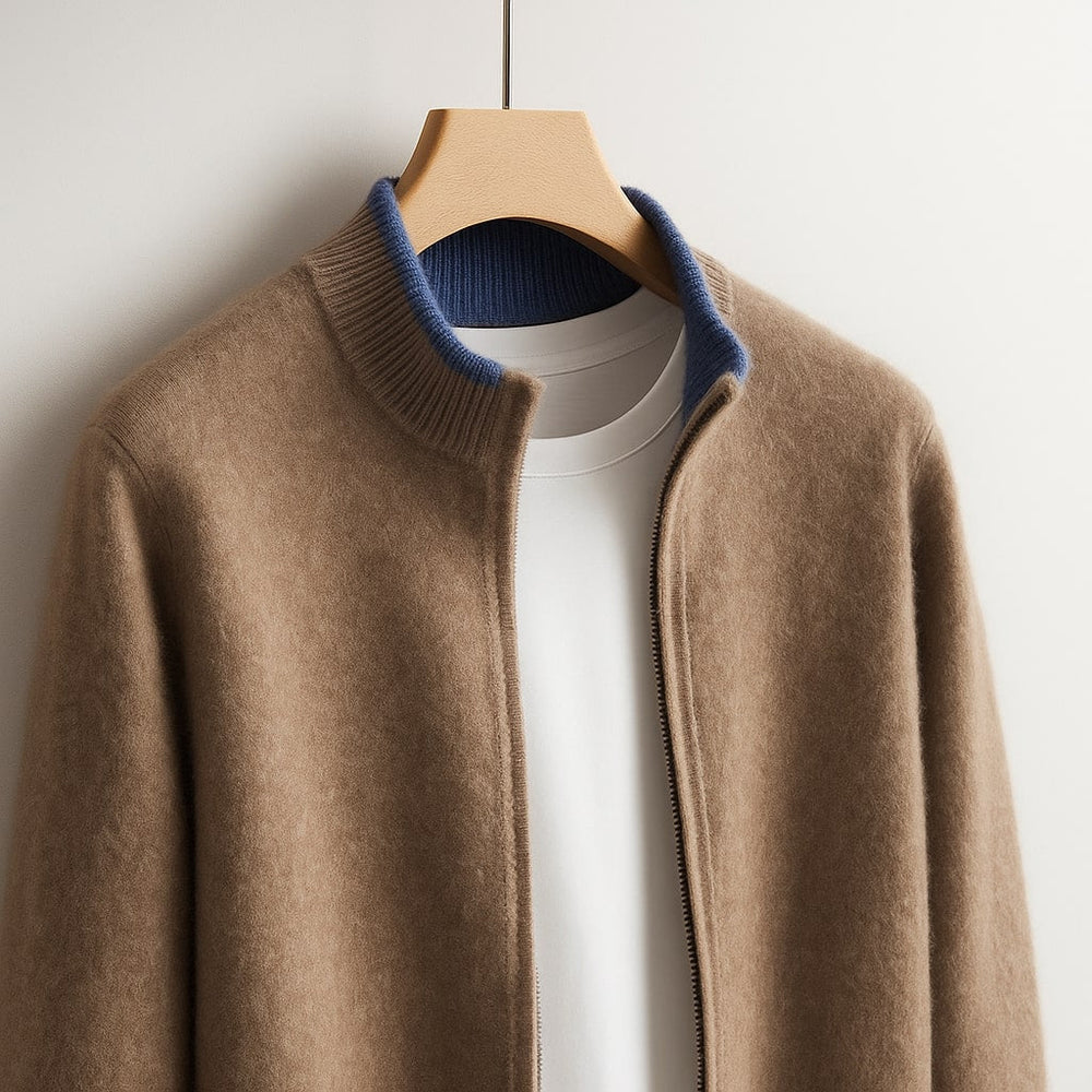 Saint Aurell Bordeaux Merino Zip Jacket Fine-Gauge Wool