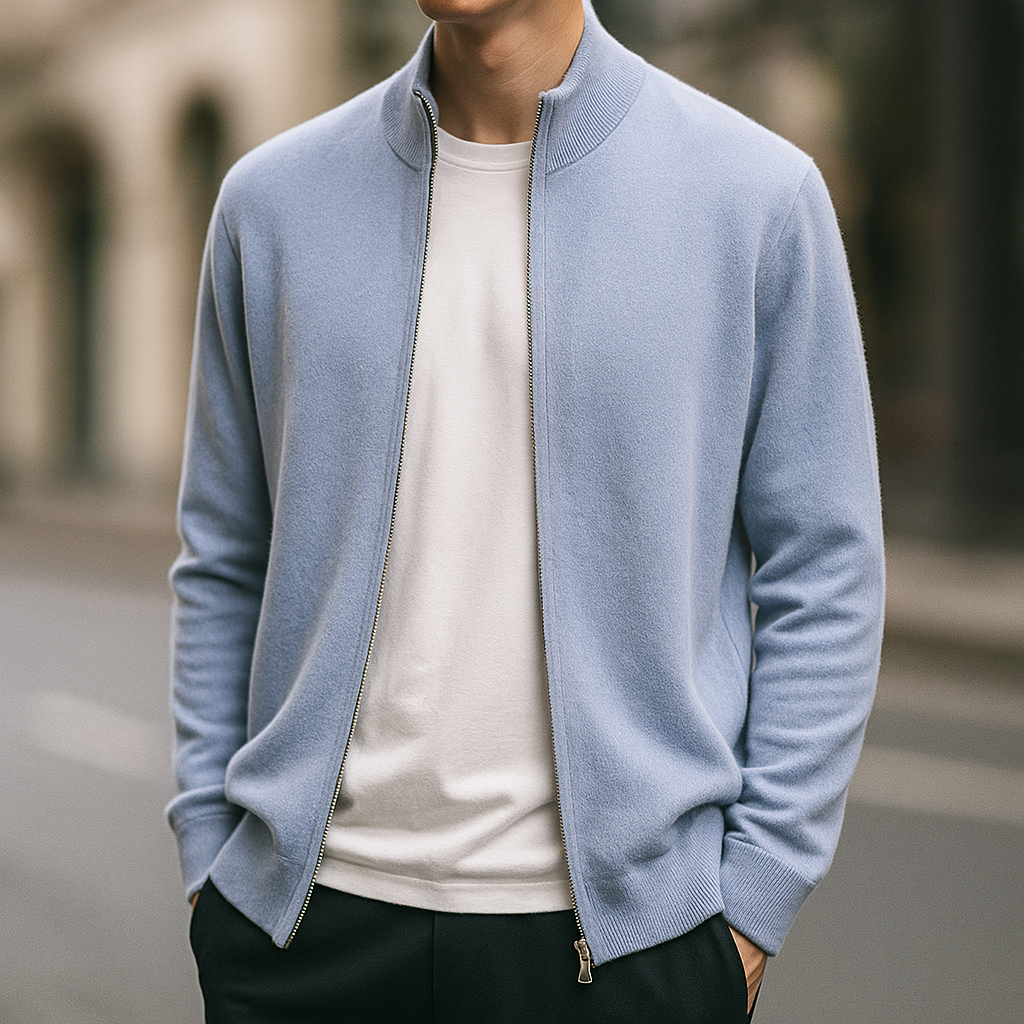 Saint Aurell Olympus Cashmere Zip Cardigan Premium Knit Full-Zip
