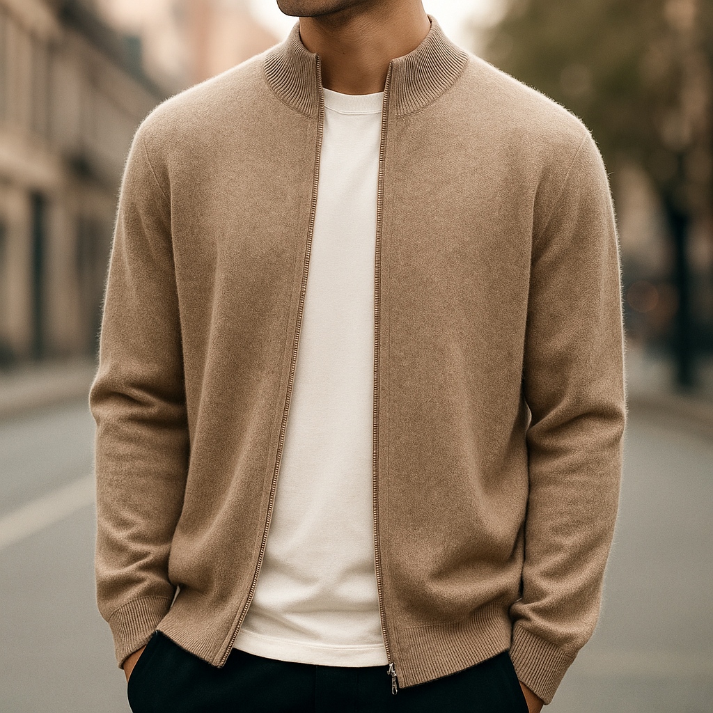 Saint Aurell Olympus Cashmere Zip Cardigan Premium Knit Full-Zip