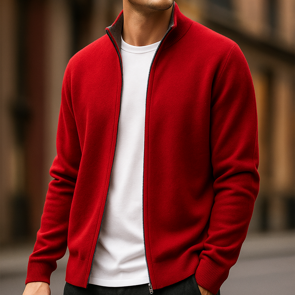 Saint Aurell Olympus Cashmere Zip Cardigan Premium Knit Full-Zip