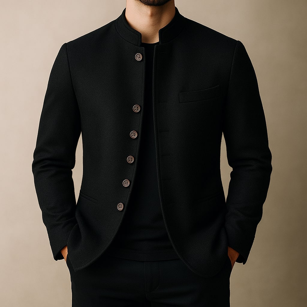 Saint Aurell Matteo Wool Stand-Collar Jacket