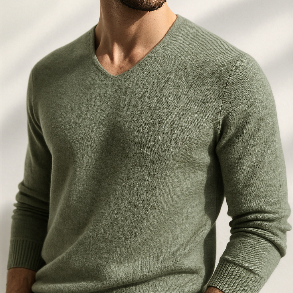 Saint Aurell Allerton Cashmere V-Neck Long Sleeve Sweater