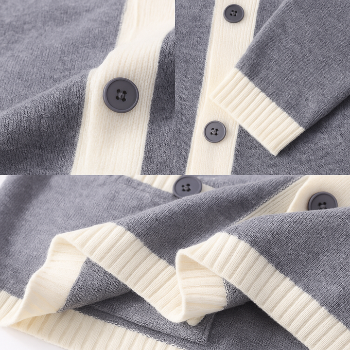 Saint Aurell Wexley Heavyweight Knit Button-Front Cardigan with Two-Tone Trim
