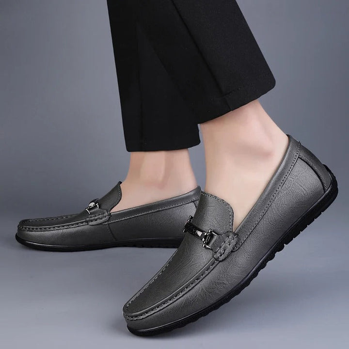 Elliot &amp; Stone Pienza Genuine Leather Loafers Metallic Rope Detail