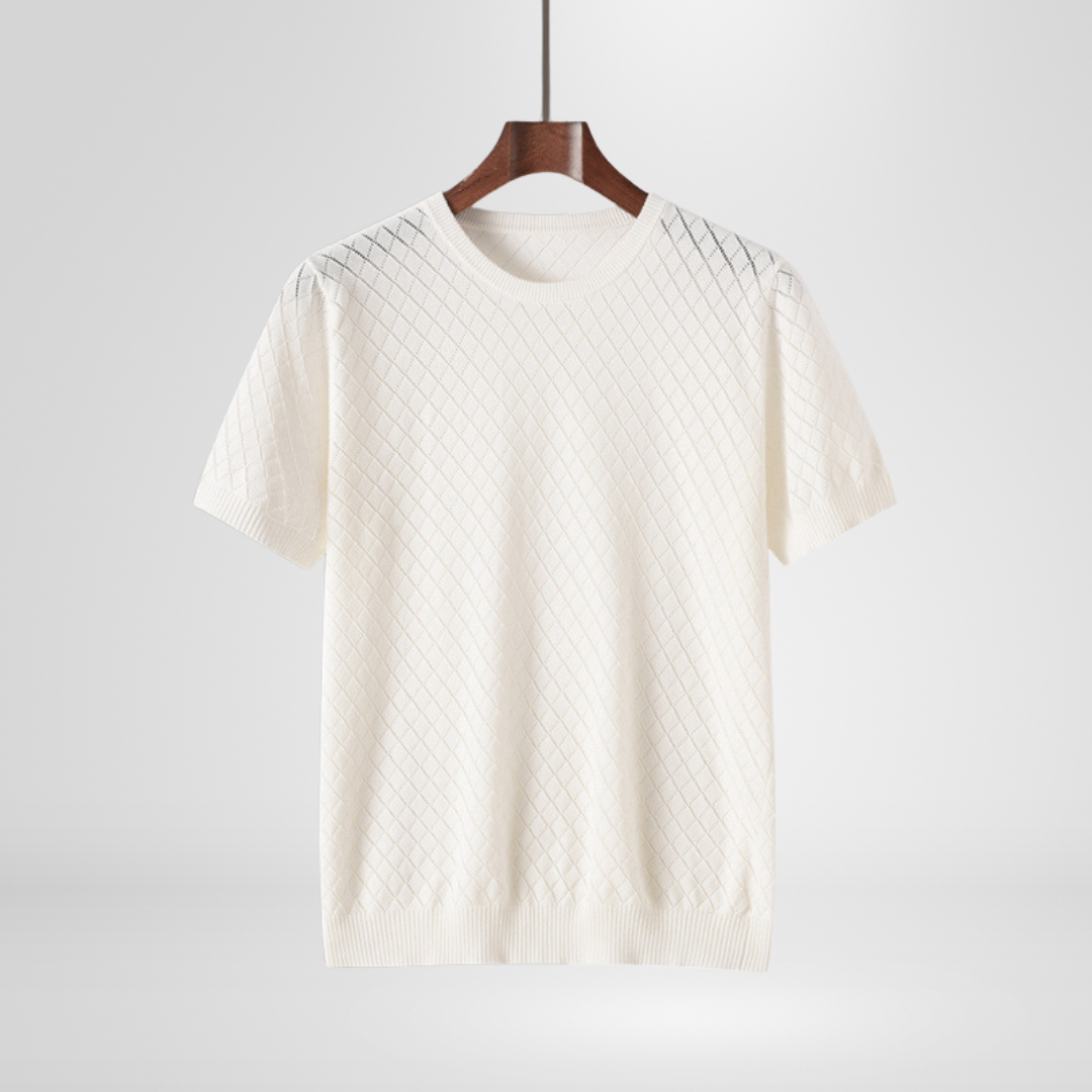 Saint Aurell Harrison Crewneck Diamond-Textured Knit Sweater