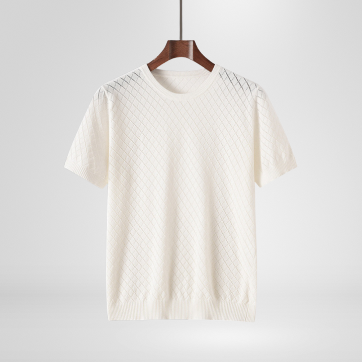 Saint Aurell Harrison Crewneck Diamond-Textured Knit Sweater