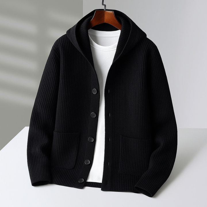 Saint Aurell Maeve Hooded Rib-Knit Cardigan Long Sleeve Sweater