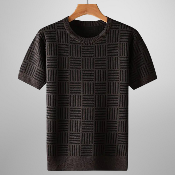 Elliot &amp; Stone Madison Knit Tee Geometric Jacquard Cotton
