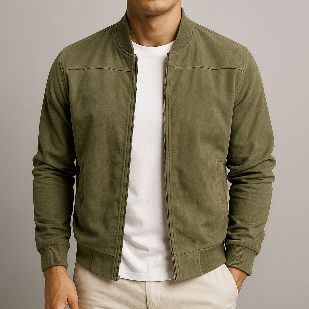 Elliot &amp; Stone Léo Faux-Suede Bomber Jacket Minimalist Casual Design