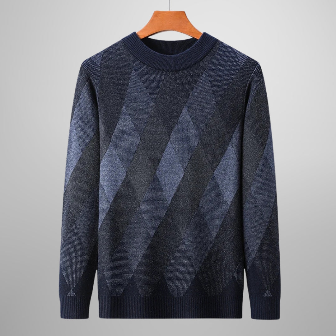 Saint Aurell Verona Argyle Knit Crewneck Sweater Wool-Blend