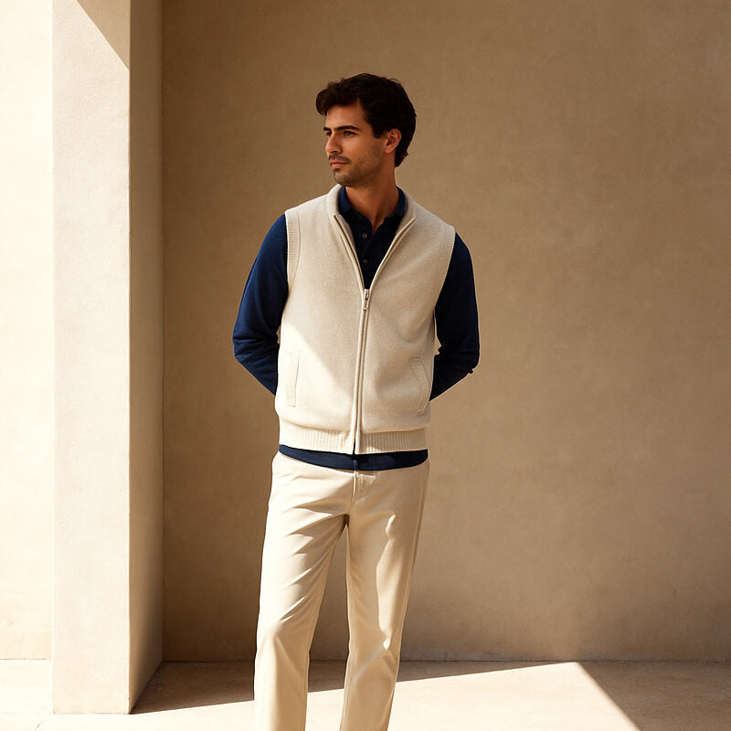 Saint Aurell Harrington Cashmere Zip Vest Lightweight Layering