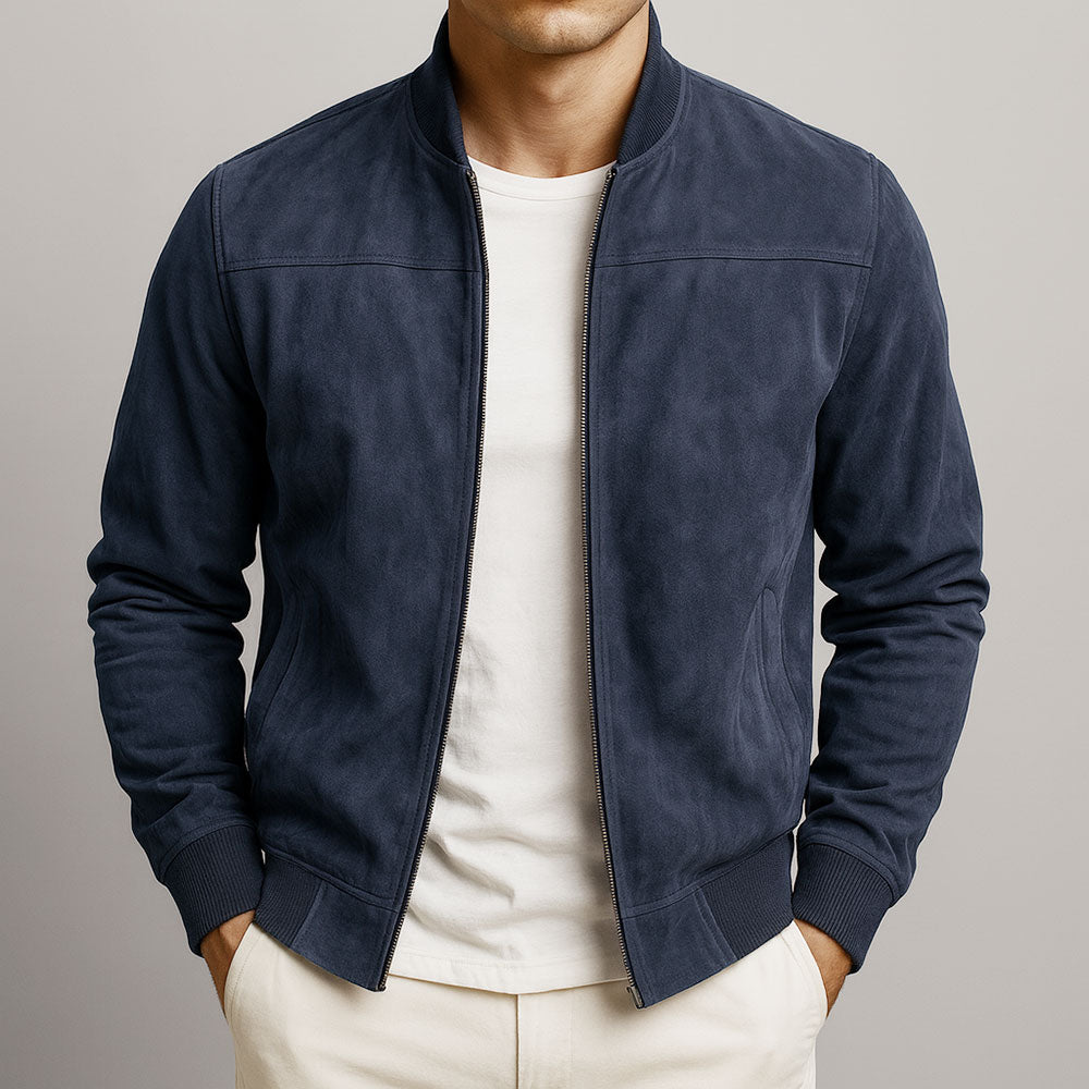 Elliot &amp; Stone Léo Faux-Suede Bomber Jacket Minimalist Casual Design