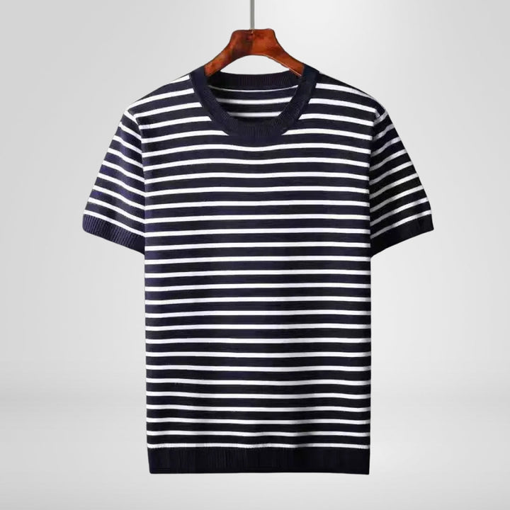 Saint Aurell Marlow Striped Crewneck Cotton Knit Sweater