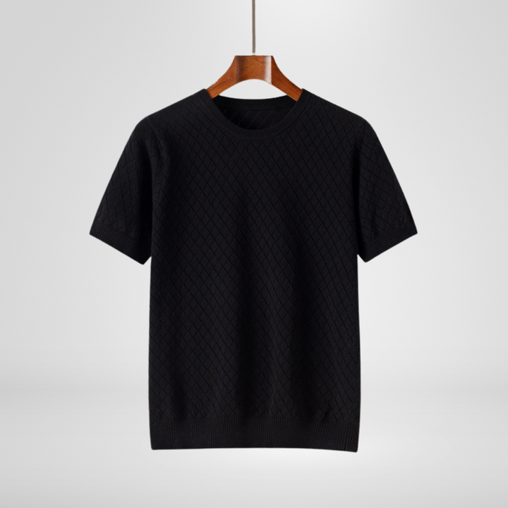 Saint Aurell Harrison Crewneck Diamond-Textured Knit Sweater