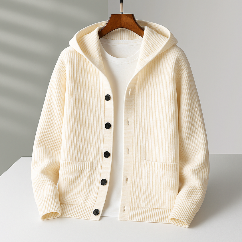 Saint Aurell Maeve Hooded Rib-Knit Cardigan Long Sleeve Sweater