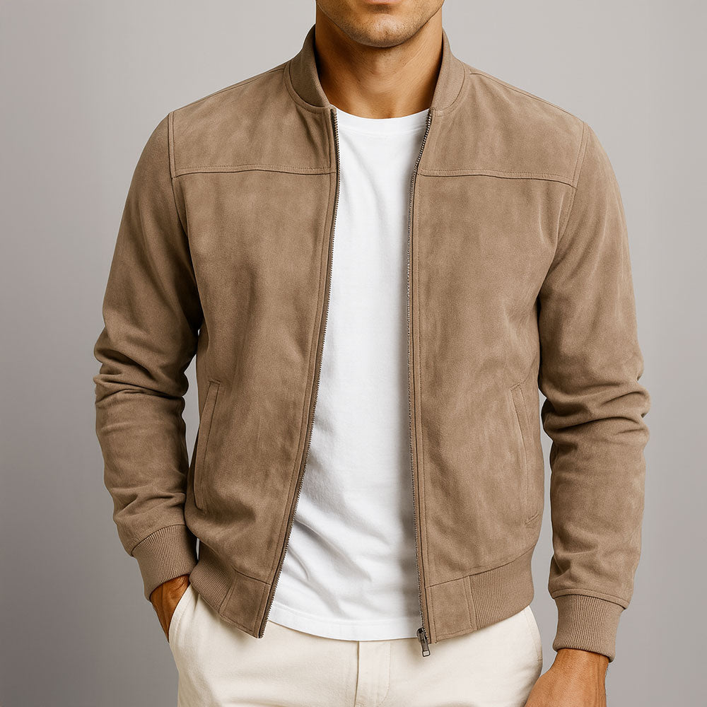Elliot & Stone Léo Faux-Suede Bomber Jacket Minimalist Casual Design