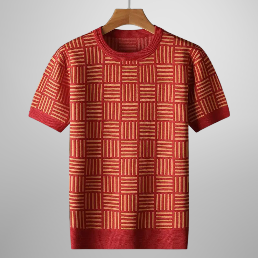 Elliot &amp; Stone Madison Knit Tee Geometric Jacquard Cotton