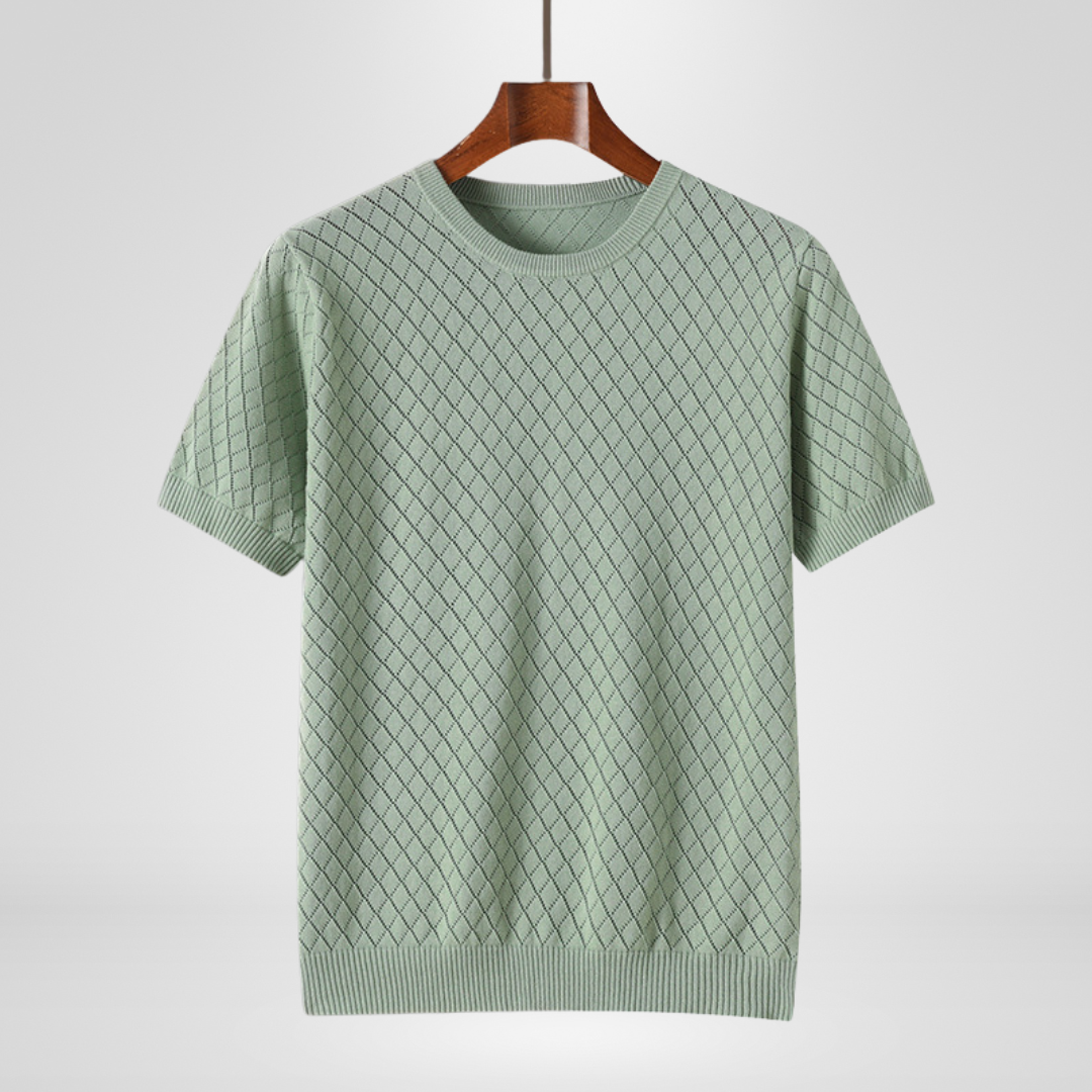 Saint Aurell Harrison Crewneck Diamond-Textured Knit Sweater