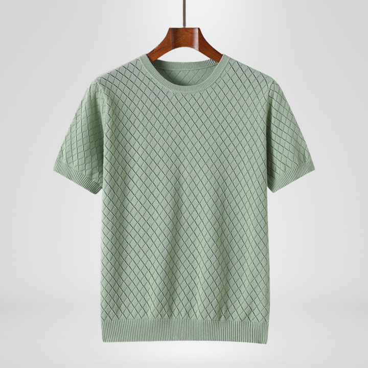 Saint Aurell Harrison Crewneck Diamond-Textured Knit Sweater