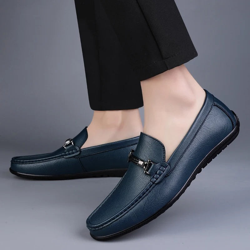 Elliot &amp; Stone Pienza Genuine Leather Loafers Metallic Rope Detail