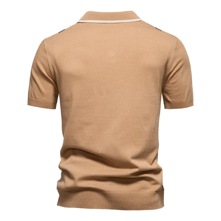 Saint Aurell Marzio Contrast Knit Polo Short Sleeve Shirt