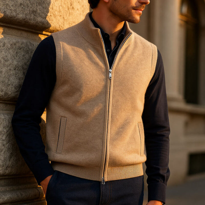 Saint Aurell Harrington Cashmere Zip Vest Lightweight Layering