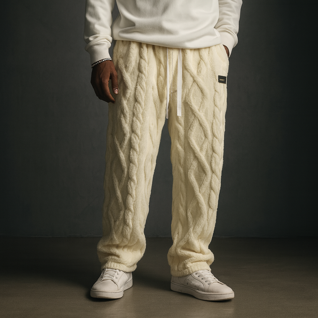 Elliot & Stone Cloud Sweatpants Cable-Knit Fleece Relaxed Fit
