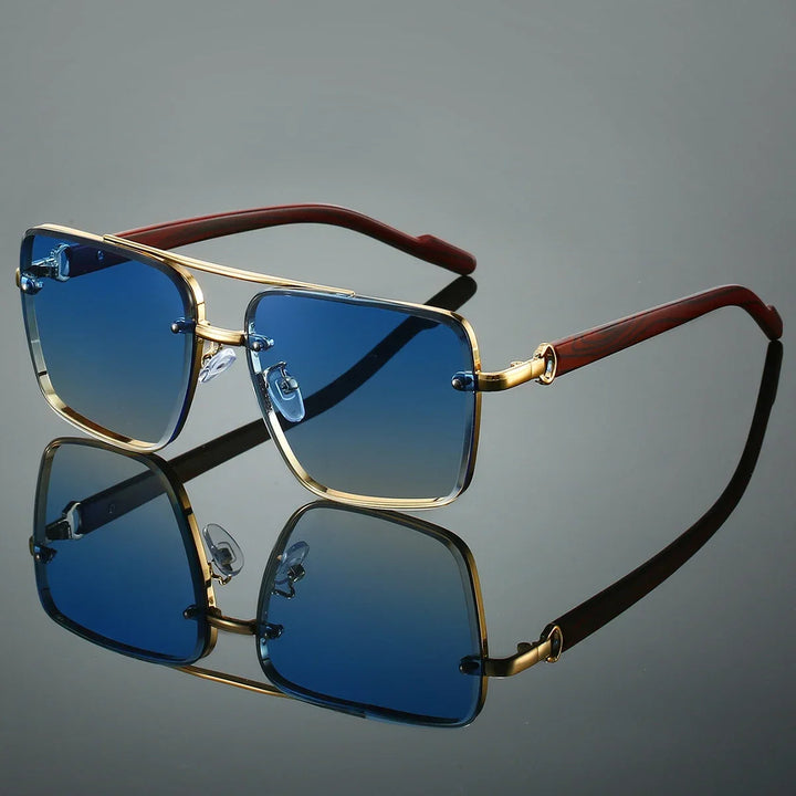 Saint Aurell Lennox Goldwood Aviator Sunglasses Gold Alloy Frame