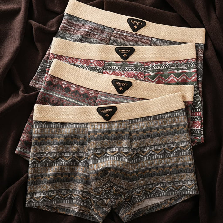 Porter Retro Organic Cotton Boxer Briefs Breathable Mesh U-Pouch Set