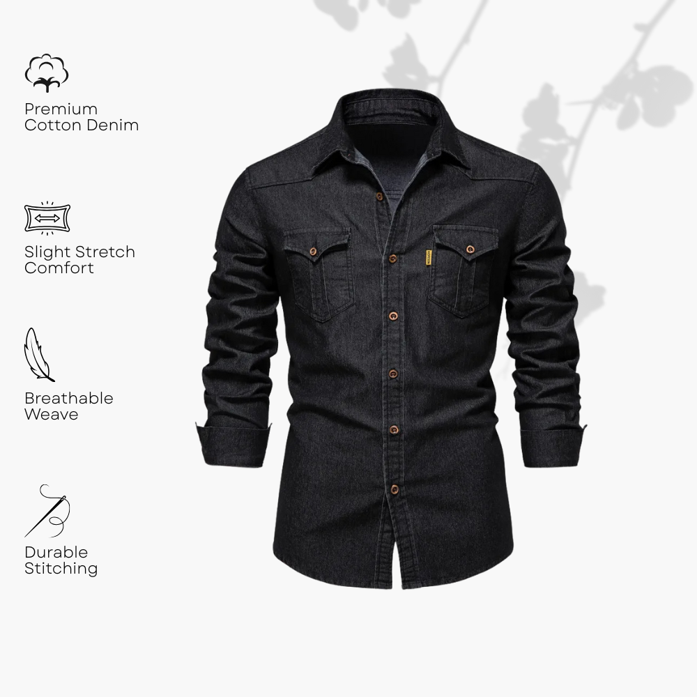 Saint Aurell AdaptiveFit Cotton Denim Shirt Slim Fit Long Sleeve